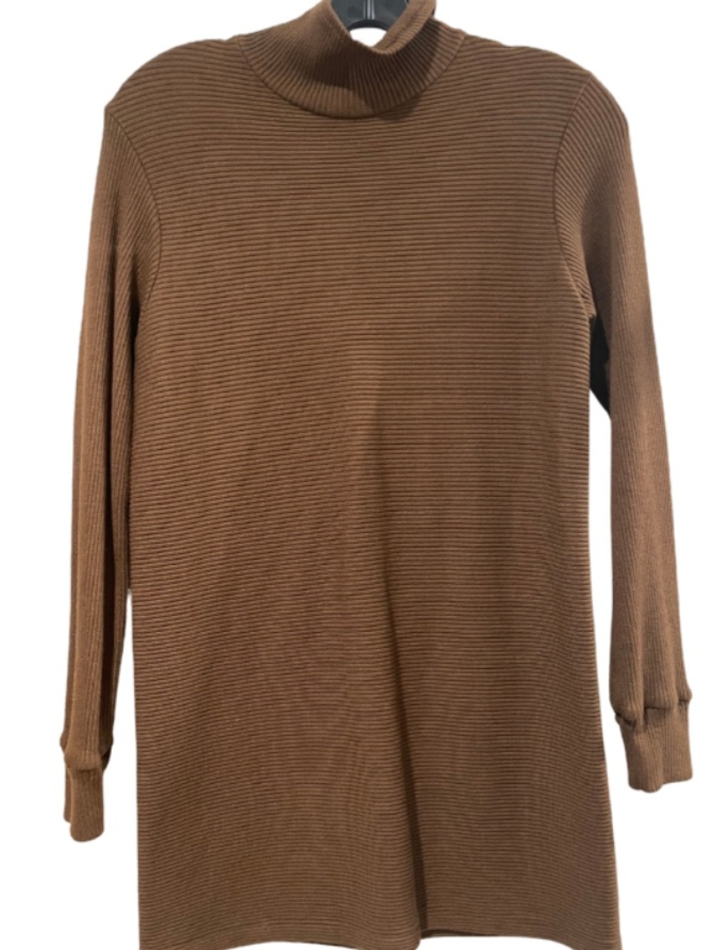Monrow Brown Ribbed Mock Neck Sweater